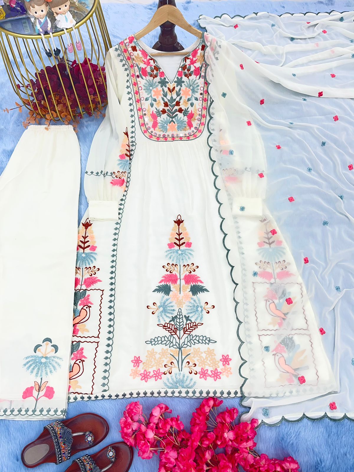 Maverick Fusion Designer Party Wear Top–Plazzo Dupatta Set
